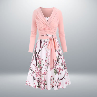 Doris – Geblümtes Midikleid mit Doppelreihe