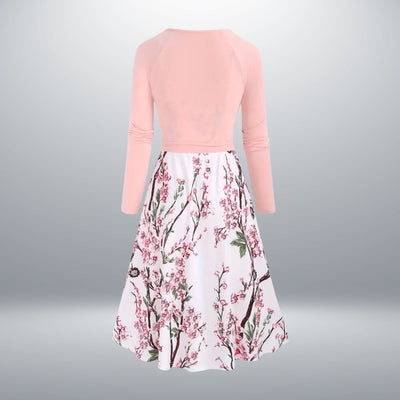 Doris – Geblümtes Midikleid mit Doppelreihe