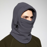 Dreifachfunktion Haube mit Gesichtsmaske und Kordelzug – Grau