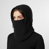 Dreifachfunktion Haube mit Gesichtsmaske und Kordelzug – Schwarz