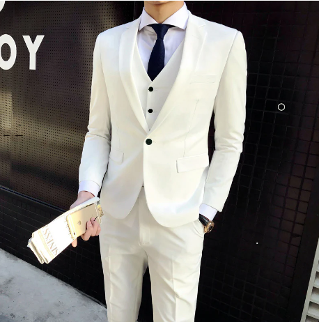 Dreiteiliger Slim Fit Anzug Herren