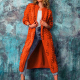 Laura | Eleganter Und Langer Strickjacke Im Trench-Stil – Orange