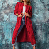 Laura | Eleganter Und Langer Strickjacke Im Trench-Stil – Rot