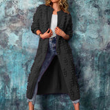 Laura | Eleganter Und Langer Strickjacke Im Trench-Stil – Schwarz