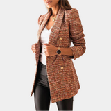 Carmen | Stylischer zweireihiger Tweed-Blazer – Braun