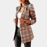 Carmen | Stylischer zweireihiger Tweed-Blazer – Khaki