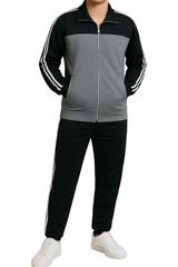 Abarico | Bequemer Herren-Zweiteiler mit Zip-Jacke und Hose – Grau
