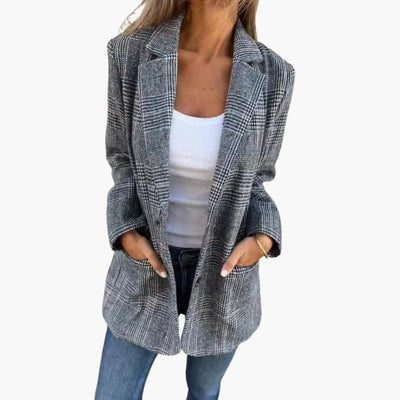 Karierter Damen Blazer mit Reverskragen