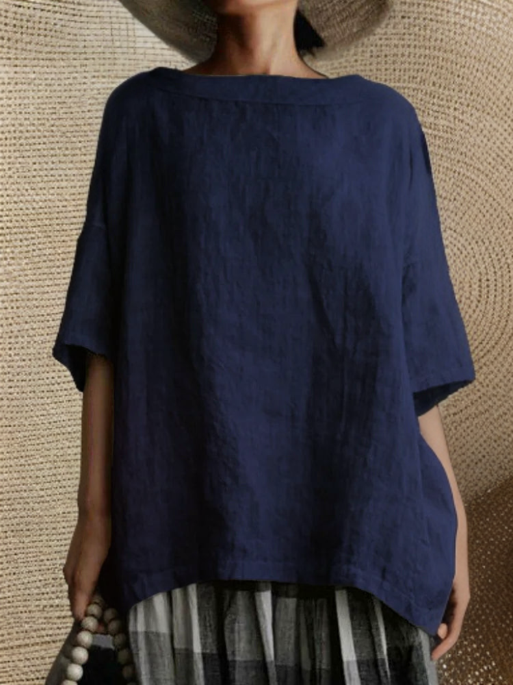 Oversized Damen Tunika mit U-Boot-Ausschnitt