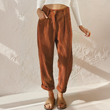 Kerstin | Damen Sommer Hose Mit Hoher Taille Und Weitem Bein – Braun