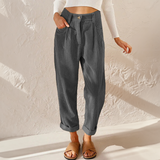 Stefanie | Damen High Waist Wide Leg Hose – Grau