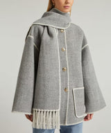 Kurze Wickeljacke mit Schalkragen – Grau
