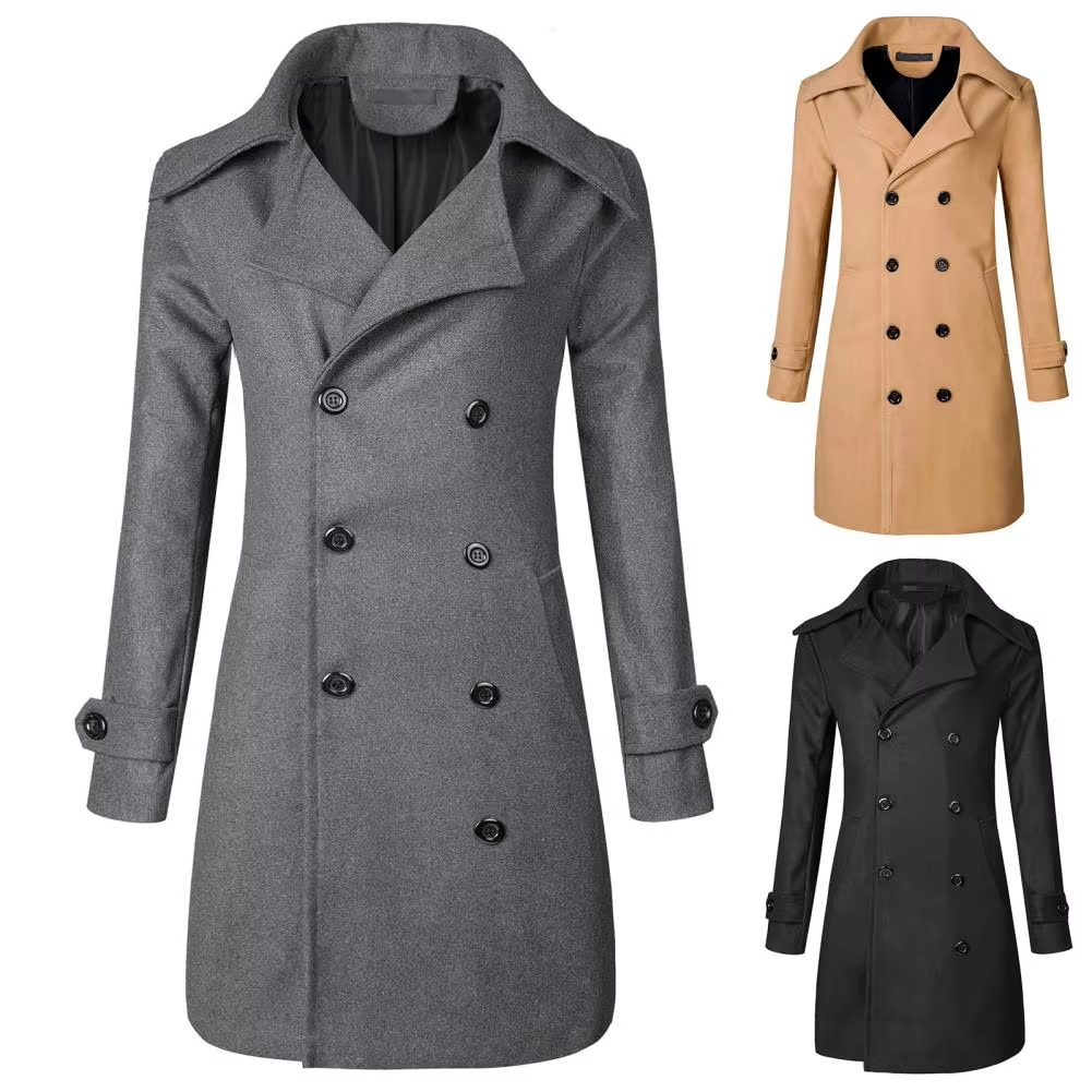 Herren Wollmantel – Eleganter Doppelreiher für Business & Freizeit