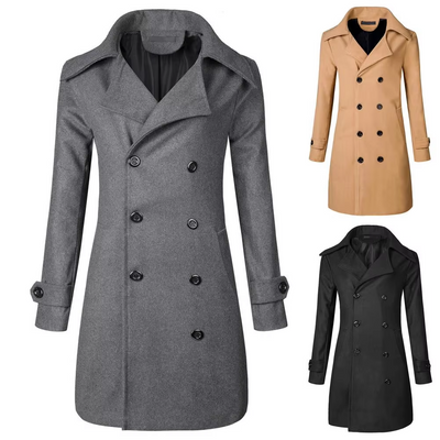 Herren Wollmantel – Eleganter Doppelreiher für Business & Freizeit