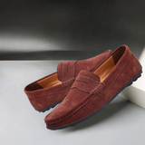 Loafers Herren | Klassischer Penny Loafer im Wildleder-Look – Rot