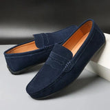 Loafers Herren | Klassischer Penny Loafer im Wildleder-Look – Dunkelblau