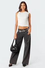 Nina | Damen-Low-Jeans Retro modern & lässig – Schwarz