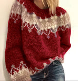 Annika | Gemütlicher Winter-Weihnachtspullover mit lockerem Schnitt – Rot