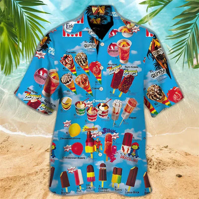 Eiscreme-Shirt – Kurzarm – mit Knöpfen – Polohemd – Herrenhemden
