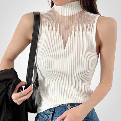 Charlotte - Transparentes gestricktes Crop-Top mit Neckholder