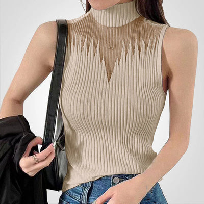 Charlotte - Transparentes gestricktes Crop-Top mit Neckholder