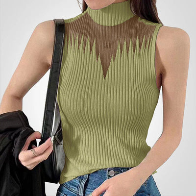 Charlotte - Transparentes gestricktes Crop-Top mit Neckholder