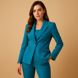 Damen-Blazer-Hosenanzug-Set – Blau