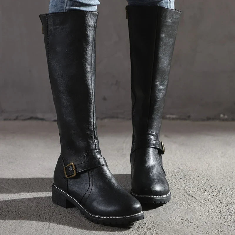 Elegante Kniehohe Stiefel mit Schnallen