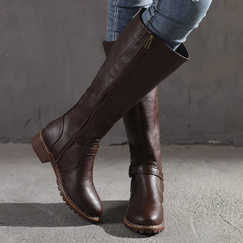 Elegante Kniehohe Stiefel mit Schnallen