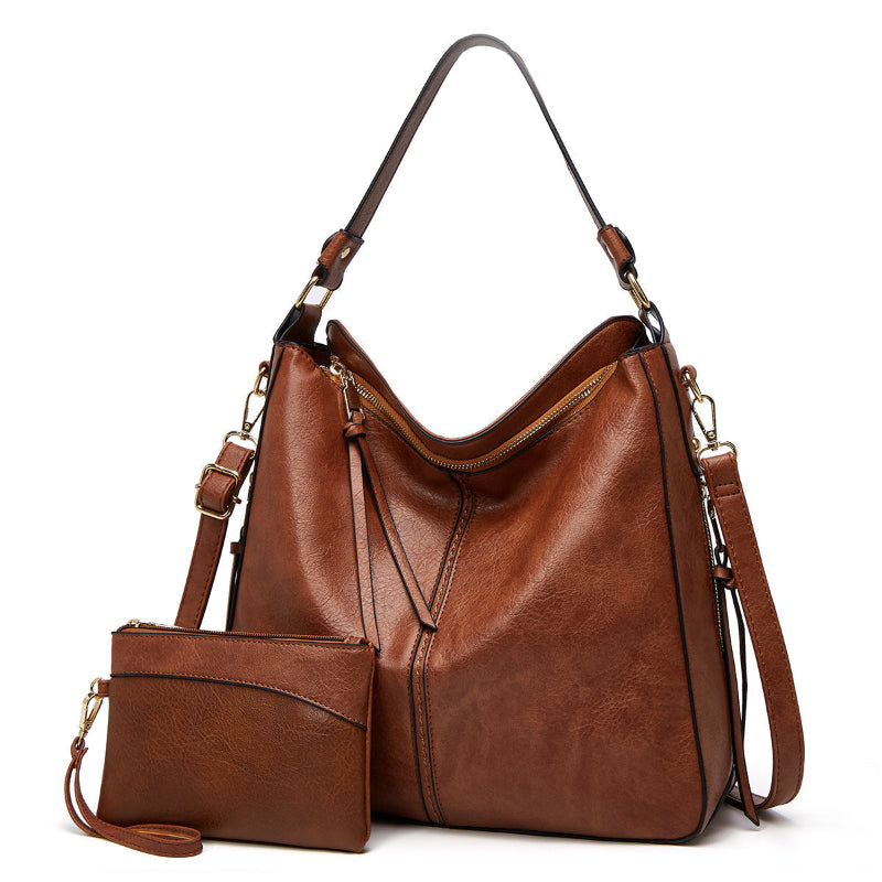 Elegante Ledertasche für Damen – klassische Lederhandtasche mit Abnehmbarem Schulterriemen