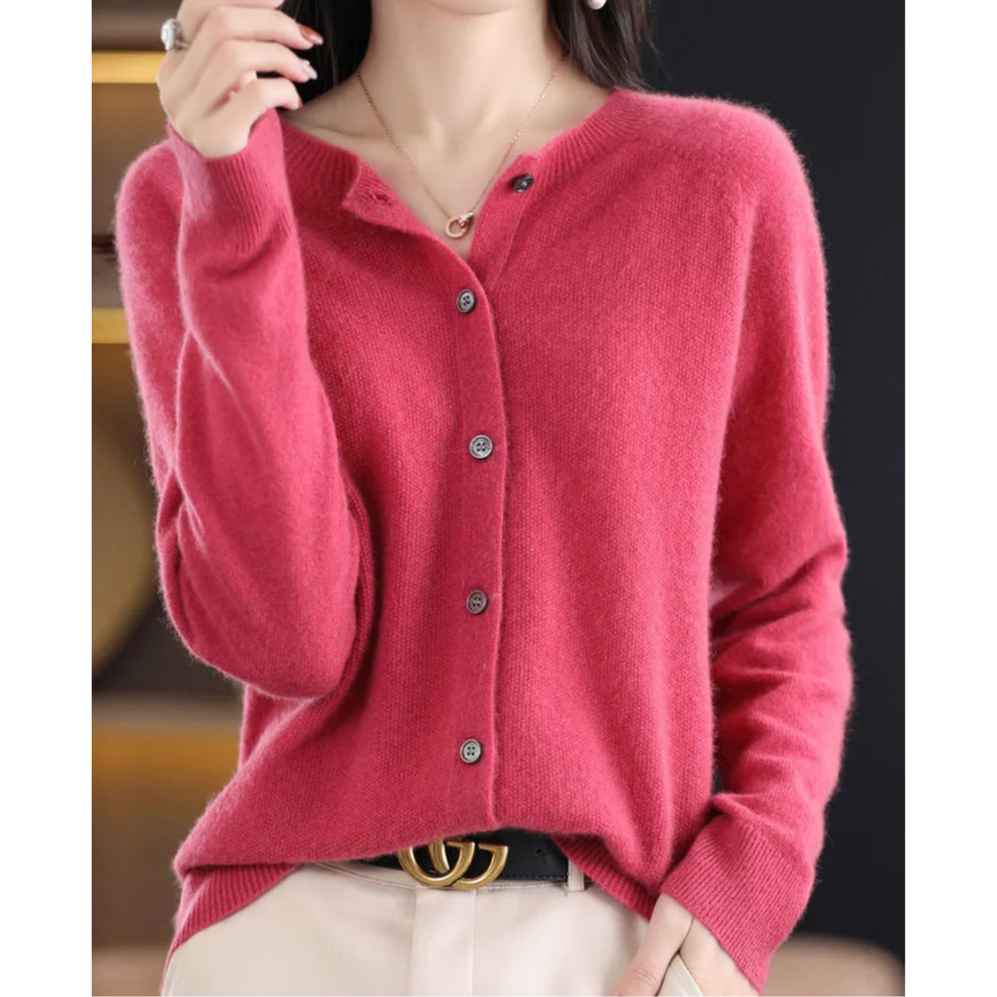 Elegante Strickjacke mit Rundhalsausschnitt für jeden Anlass