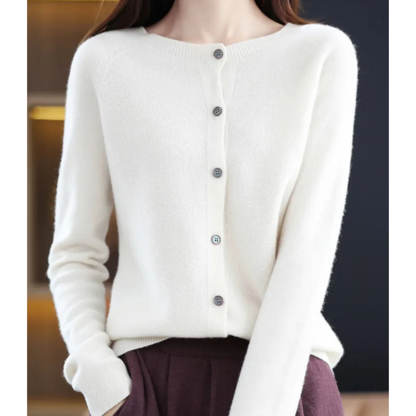 Elegante Strickjacke mit Rundhalsausschnitt für jeden Anlass