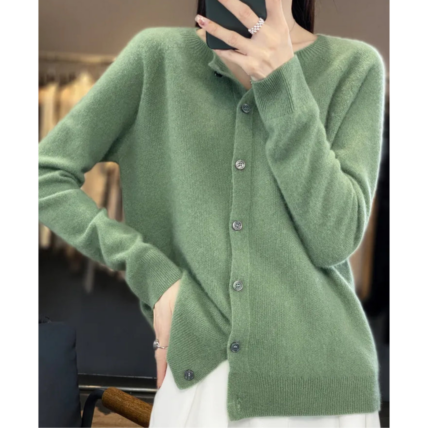Elegante Strickjacke mit Rundhalsausschnitt für jeden Anlass