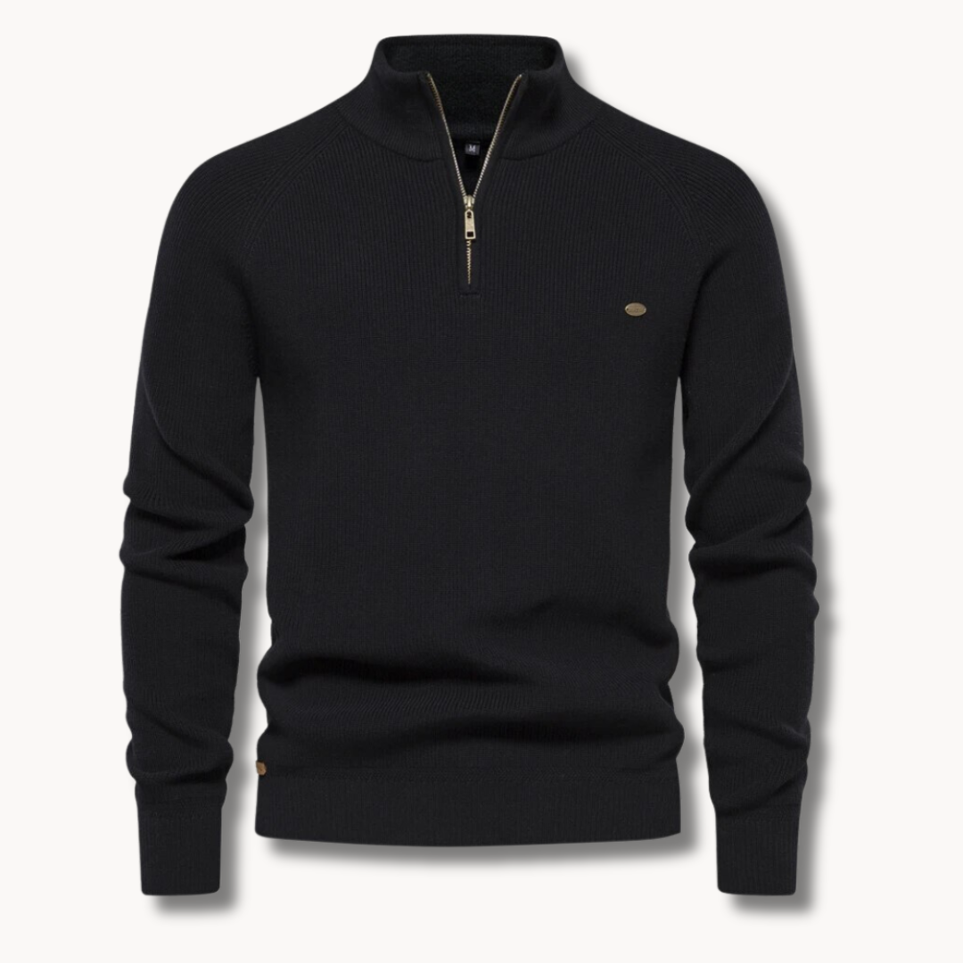 Eleganter Pullover mit Stehkragen und Zip