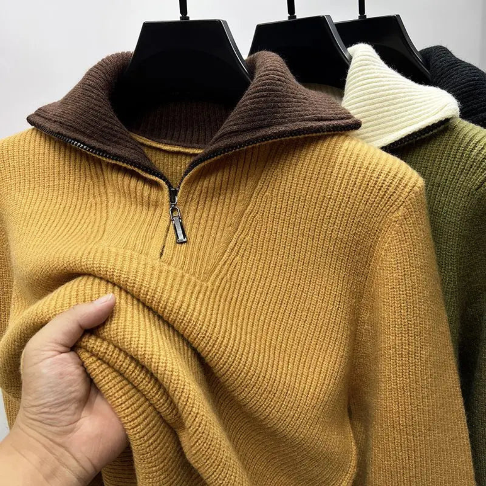 Eleganter Stehkragenpullover mit Reißverschluss