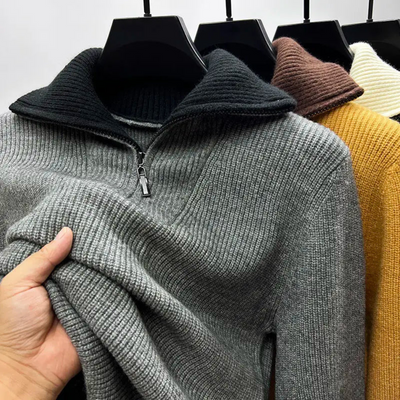 Eleganter Stehkragenpullover mit Reißverschluss