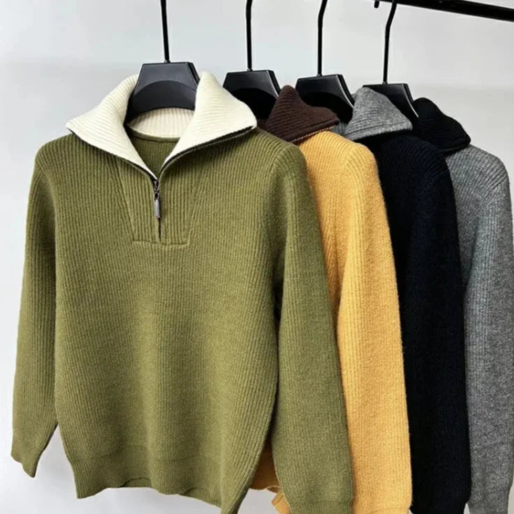 Eleganter Stehkragenpullover mit Reißverschluss