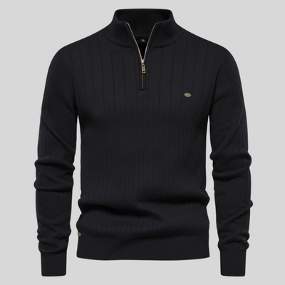 Eleganter Strickpullover mit halbem Reißverschluss