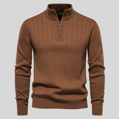 Eleganter Strickpullover mit halbem Reißverschluss