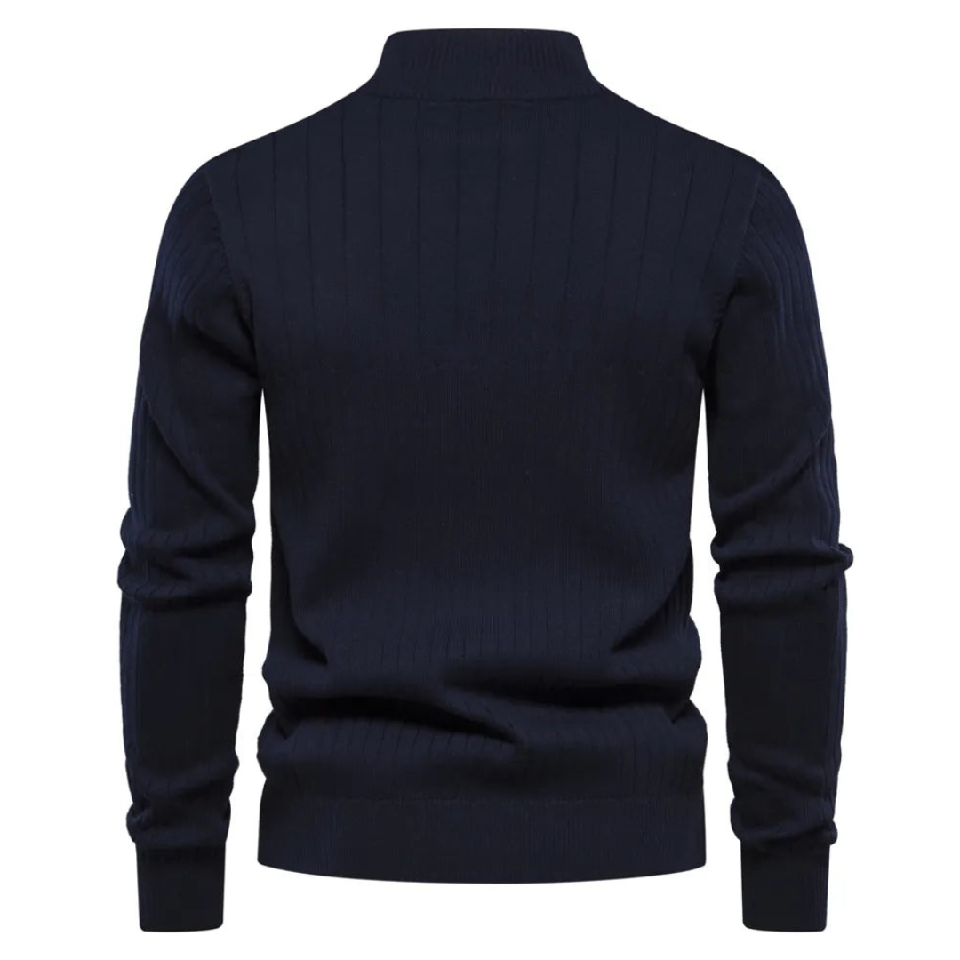 Eleganter Strickpullover mit halbem Reißverschluss