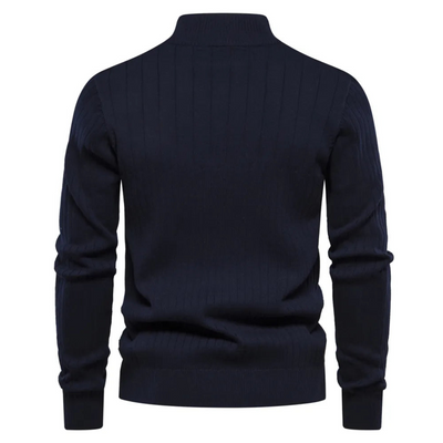 Eleganter Strickpullover mit halbem Reißverschluss