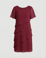 Elegantes Kleid Damen | Schlankmachender Schnitt & fließender Lagen-Look – Rot