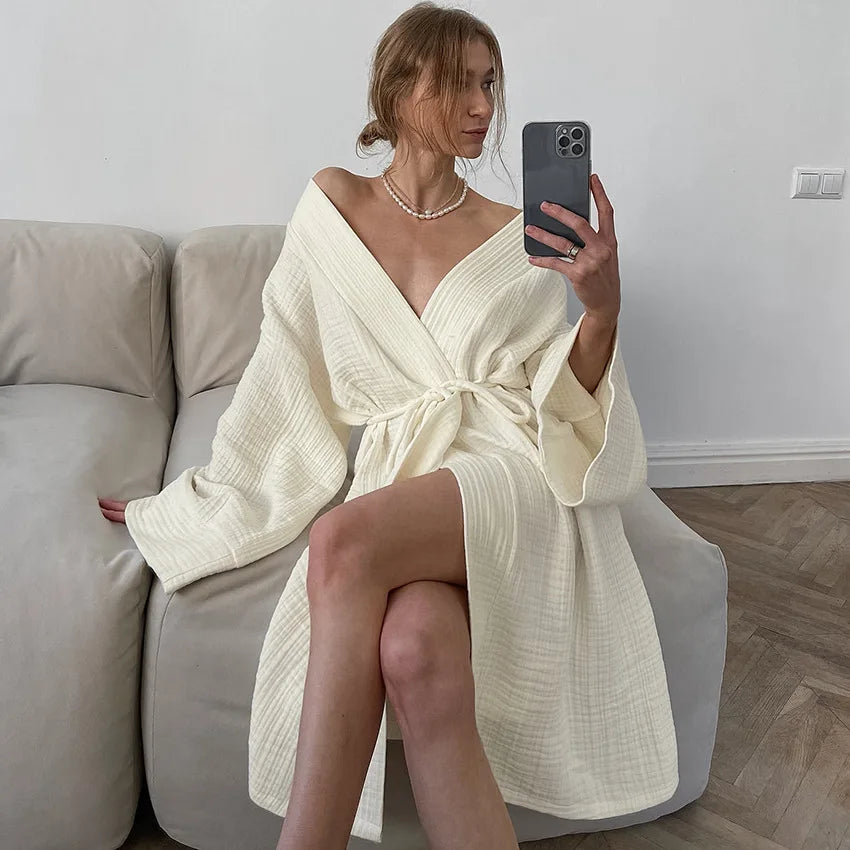 Elegantes Baumwollkleid mit Gürtel für jeden Tag