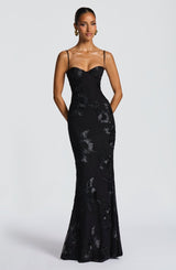 Elegantes Damen Maxikleid: Verführerischer Look für Festlichkeiten – Schwarz