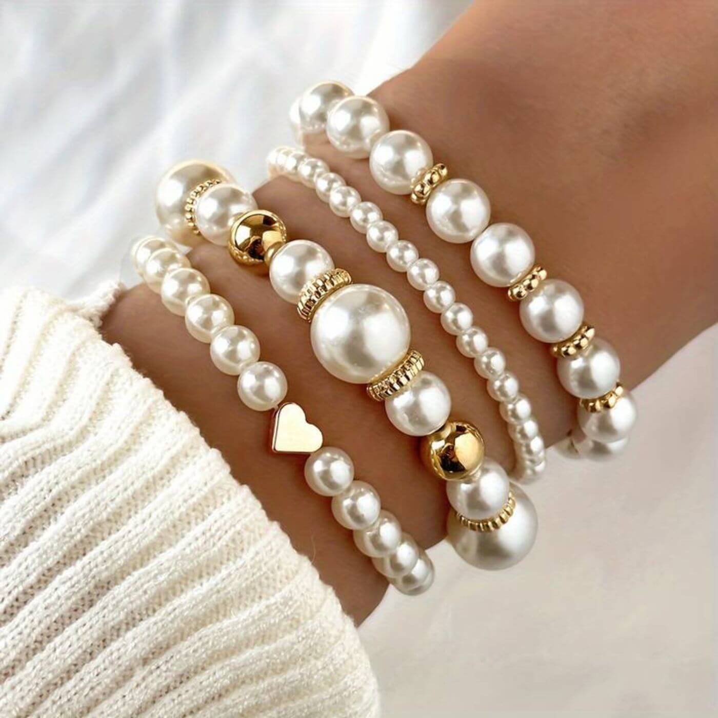 Élevéa – Klassisches Perlenarmband-Set (4-teilig)