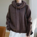 Emilia | Damen Gemütlicher Oversize Strickpullover Mit Kordelzug – Braun