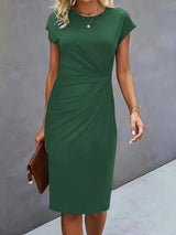 Paula | Damen Rundhals-Kleid zeitlos – Grün