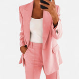 Damen-Zweiteiler: Blazer und Hose aus Stretchstoff – Rosa