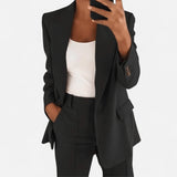 Damen-Zweiteiler: Blazer und Hose aus Stretchstoff – Schwarz