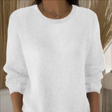 Langärmeliger Strickpullover für Damen – Weiß
